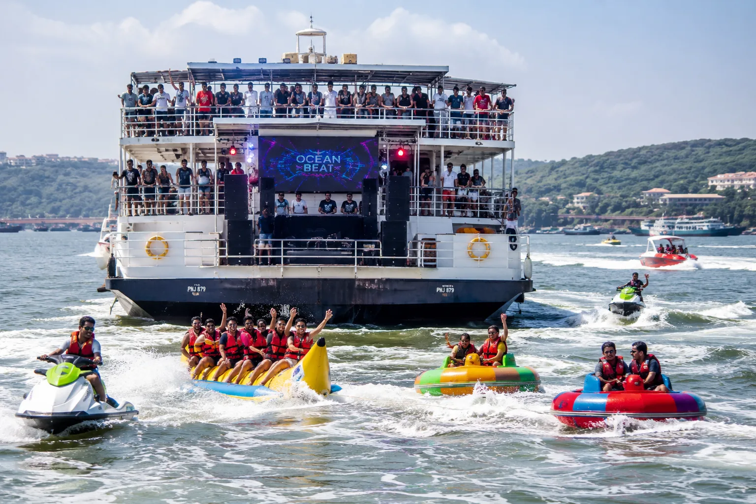 Adventure boat party with water sports in Goa