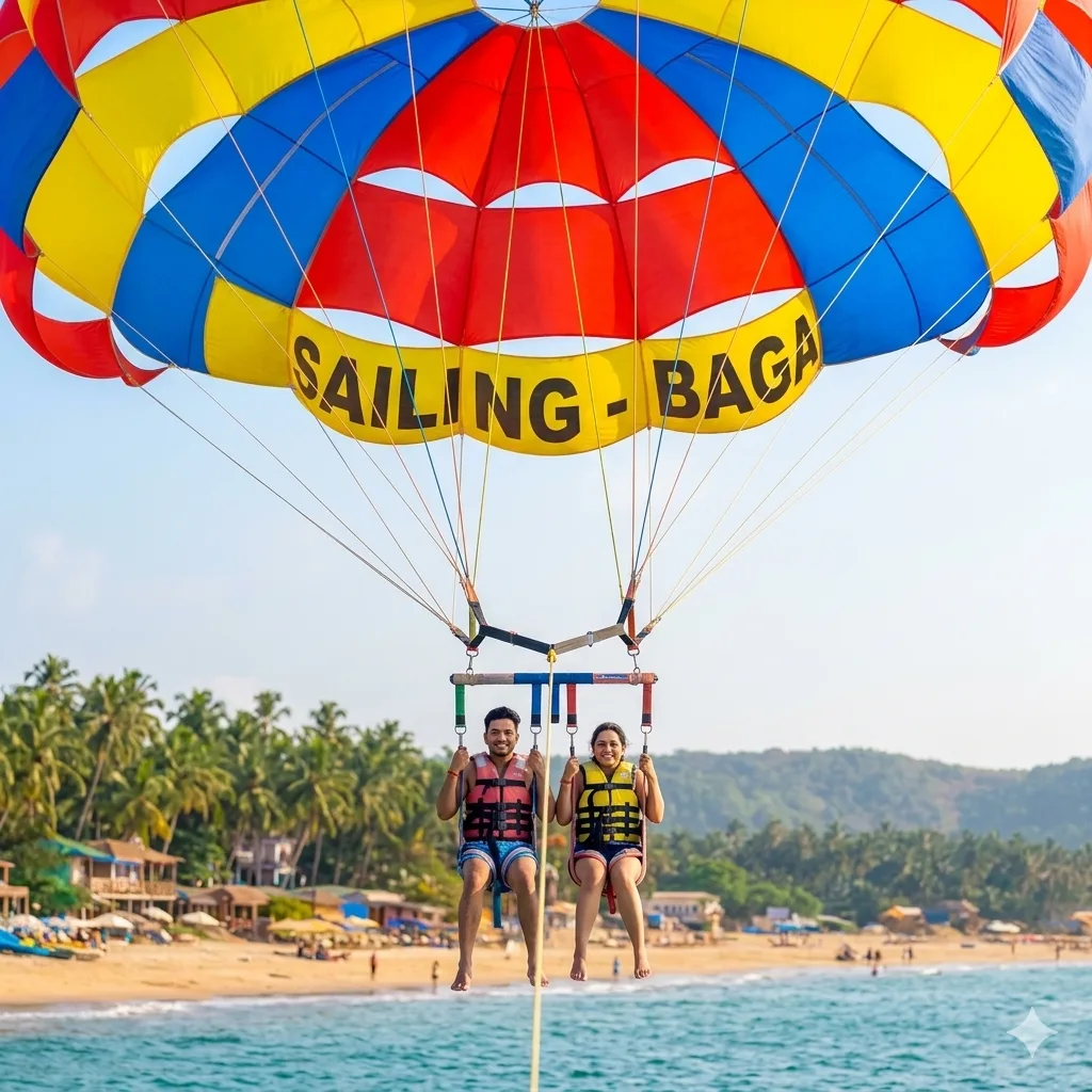 Parasailing adventure over Baga Beach Goa
