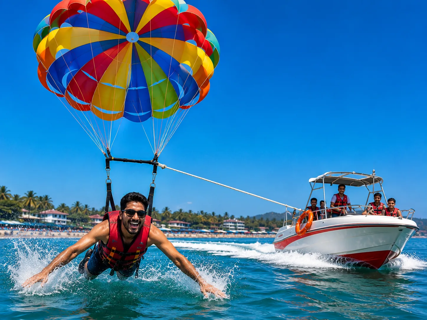 Parasailing with sea dips activity in Baga Beach Goa
