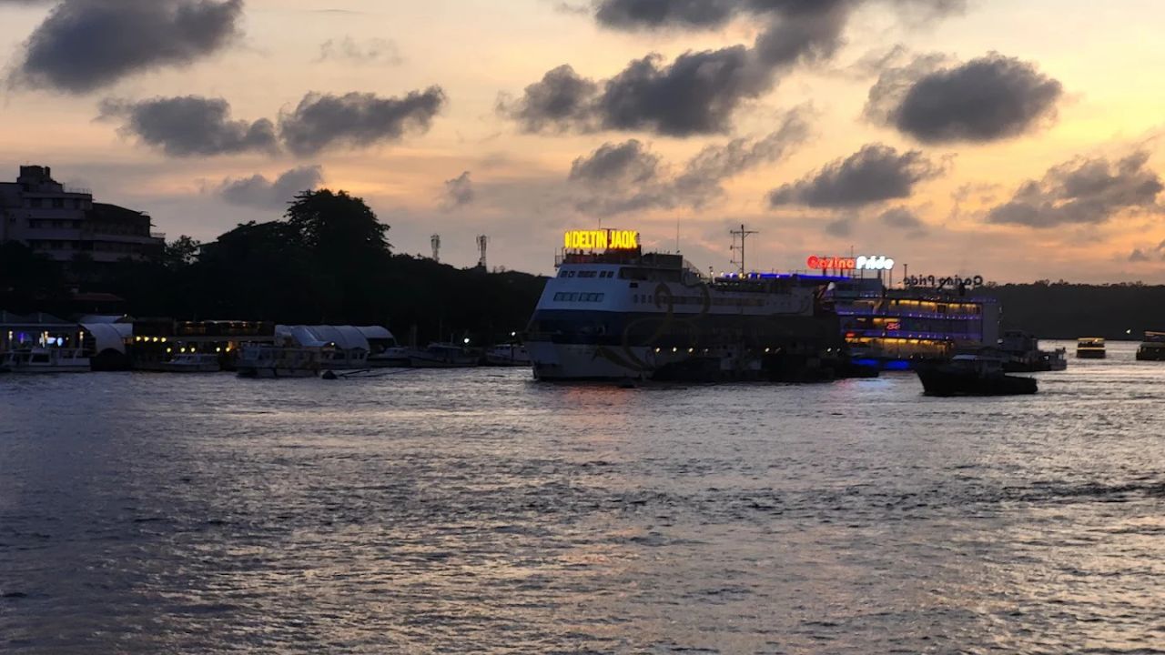 Mandovi River night view in Goa