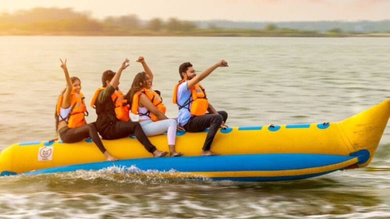 Banana boat and bumper ride at Baga Beach