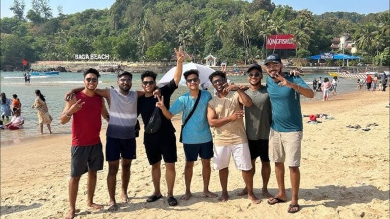 Friends enjoying Baga Beach water sports