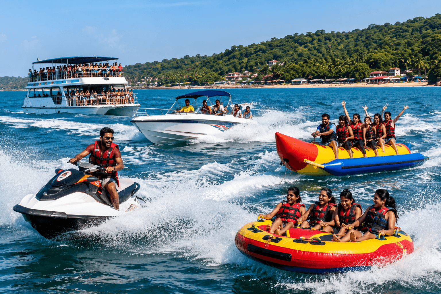 Boat party in Goa with water sports activities