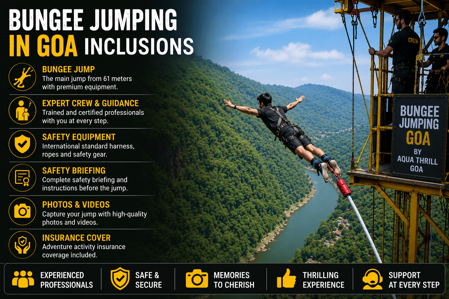 Bungee jumping Goa inclusions and package benefits
