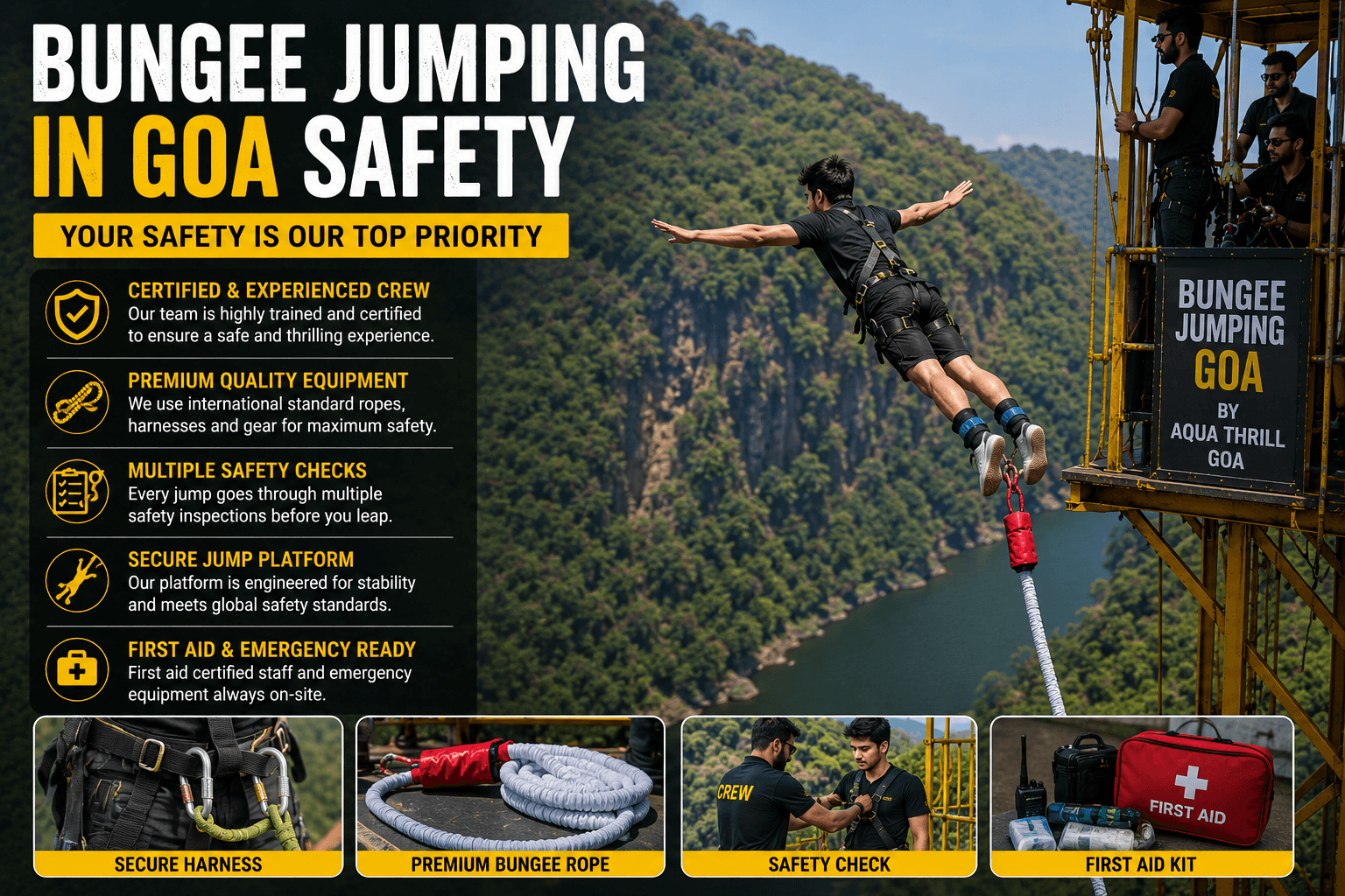 Goa bungee jumping safety checks and equipment