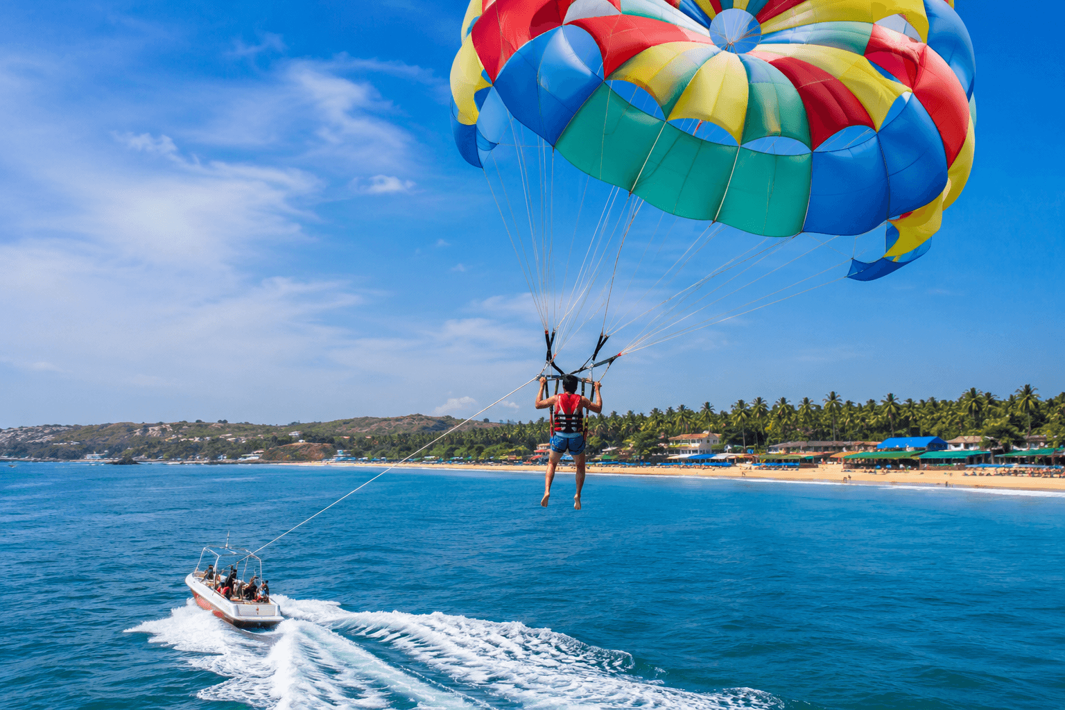Parasailing in Goa with sea dips over the Arabian Sea in North Goa