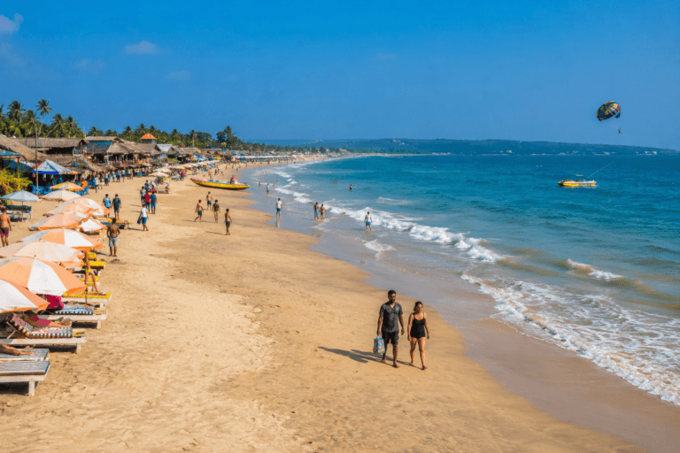 Calangute Beach Goa with water sports, beach shacks and family travel atmosphere