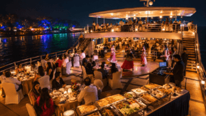 Goa dinner cruise party for Mopa Airport Goa Package with buffet dinner and DJ music