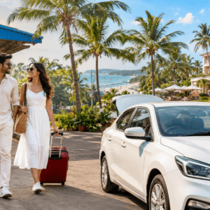 Goa Package from Karmali Railway Station for 2 people with private taxi pickup and 4 star hotel near Baga Beach