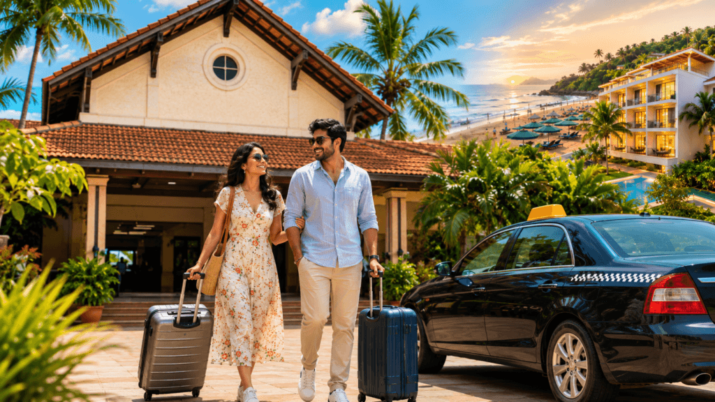 Goa Package from Madgaon Railway Station for 2 people with private taxi pickup and 4 star hotel near Baga Beach