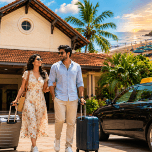 Goa Package from Madgaon Railway Station for 2 people with private taxi pickup and 4 star hotel near Baga Beach
