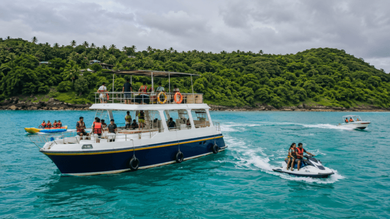 Monsoon water sports combo in Goa with adventure boat party
