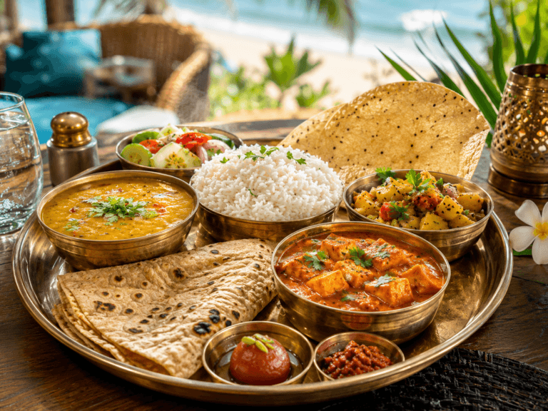 Pure veg thali near Calangute Goa for tourists
