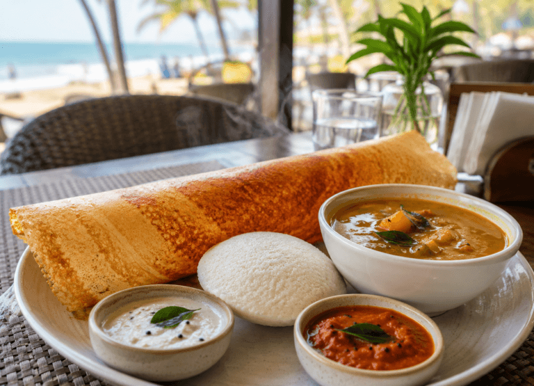 South Indian veg breakfast near Calangute Goa