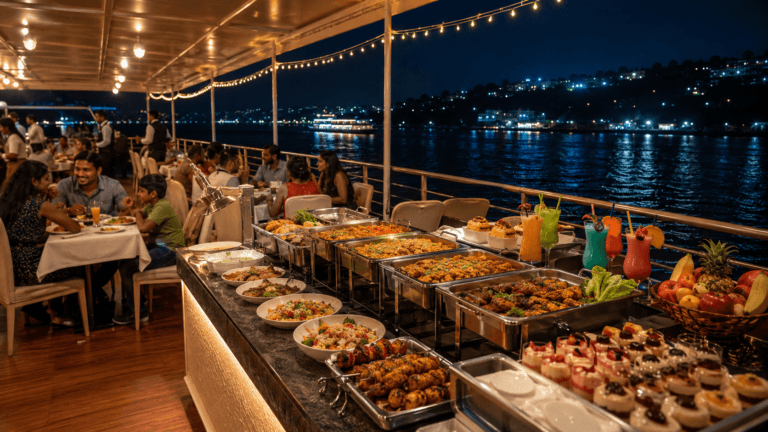 Dinner cruise in Goa menu with buffet, drinks, veg and non-veg options