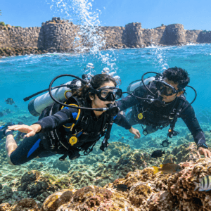 Scuba diving at Malvan Fort Island with guide