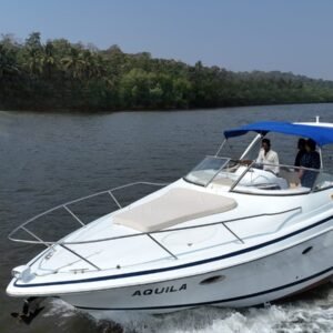 Aquila private speed yacht cruising on the river in Goa