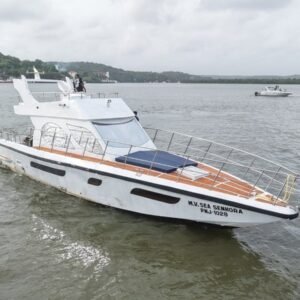MV Sea Senhora private yacht anchored on the river in Goa