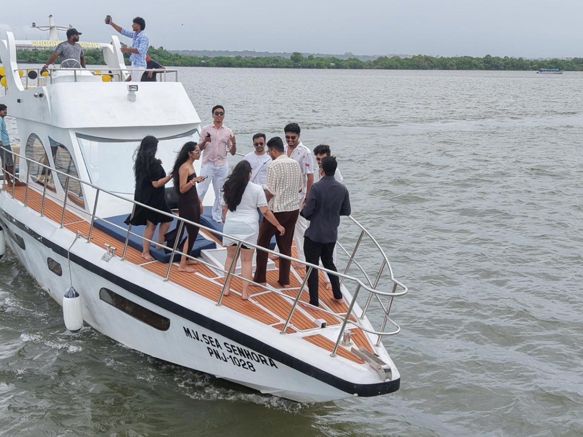 Friends on a private group trip aboard MV Sea Senhora yacht in Goa
